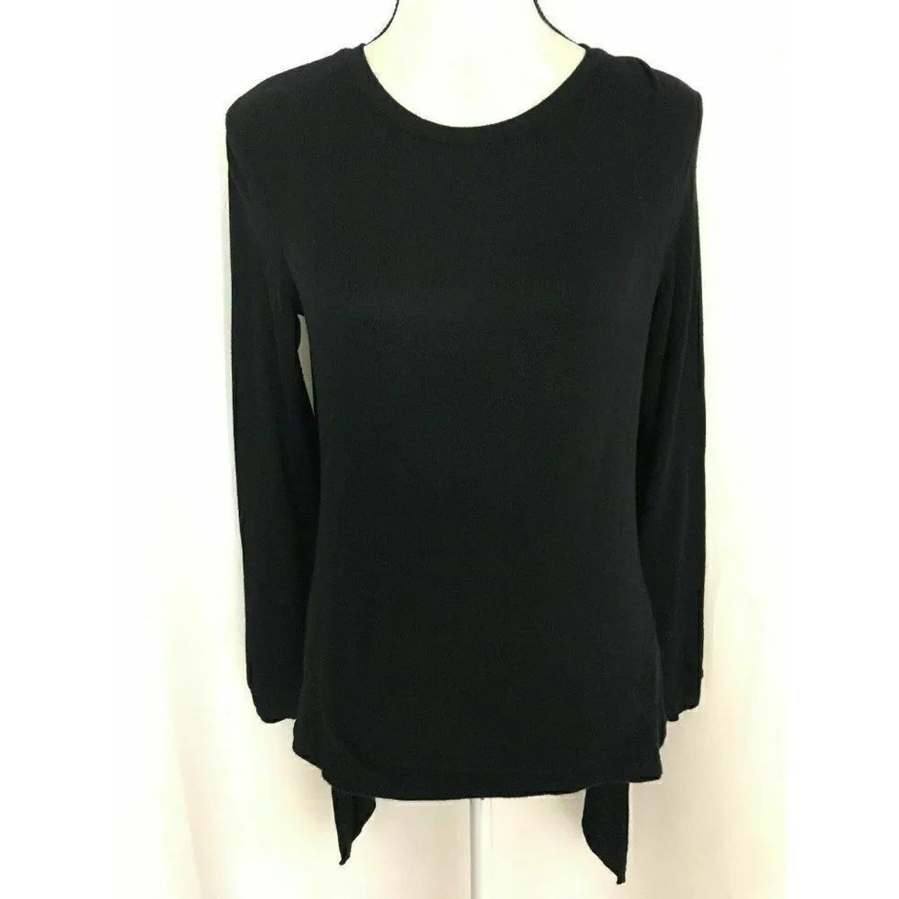 Club Monaco Womens Solid Black Long Sleeve Sweater